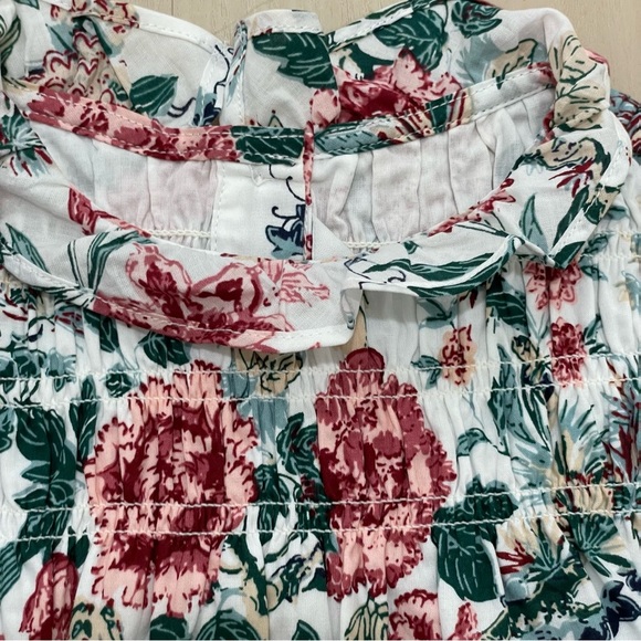 Janie and Jack Girl’s Size 3 The Olivia Smocked Top Short Bubble Sleeves Floral - Picture 4 of 13